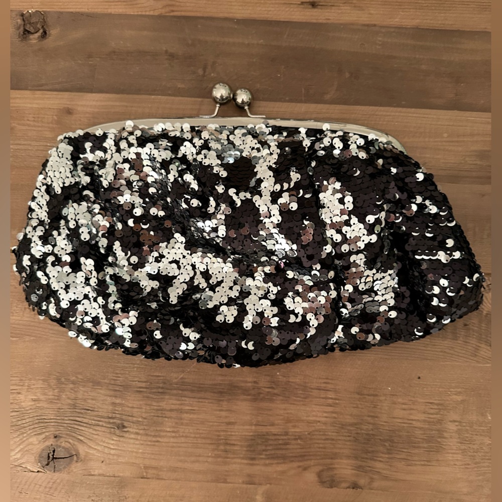 NWOT Mossimo Black Mermaid Sequin Clutch Purse